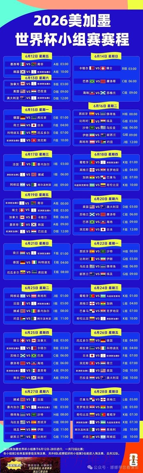 2026世界杯每日赛程一览全程直播怎么查